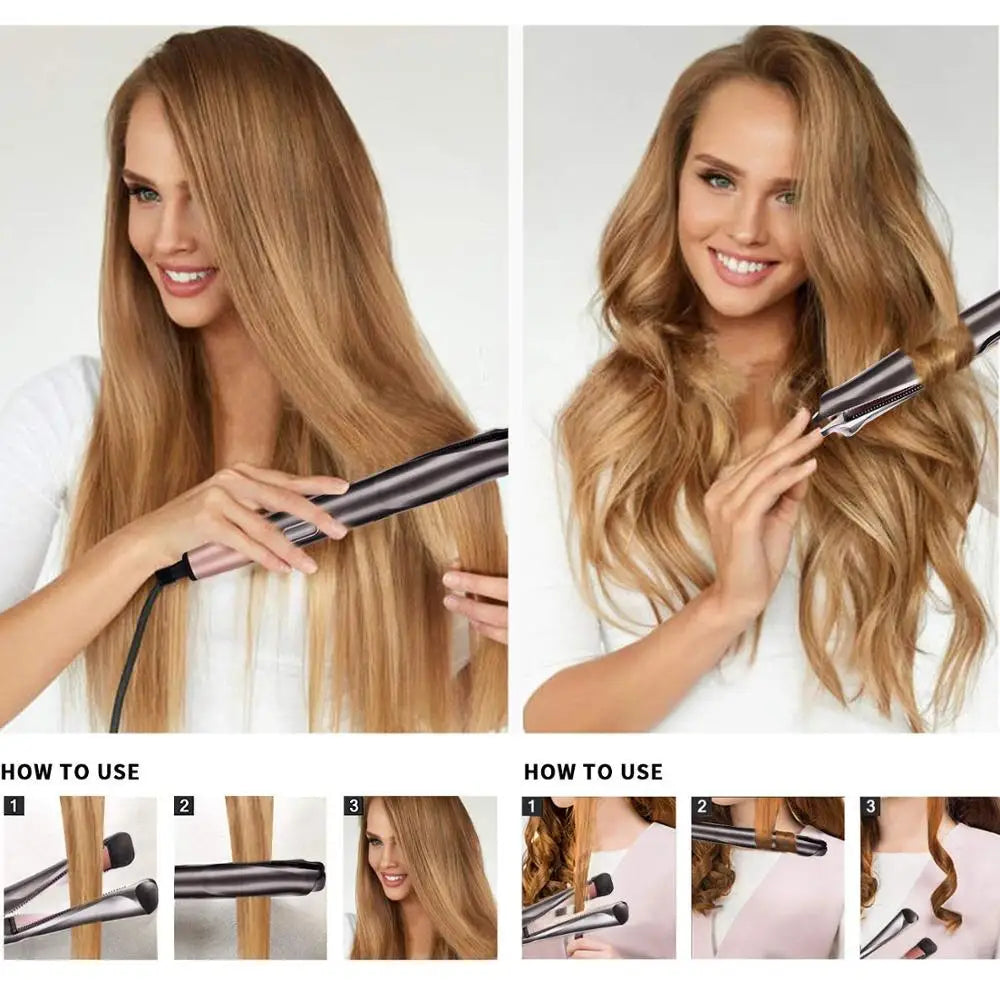 2 in 1 Hair Straightener And Curler Twist Straightening Curling Iron